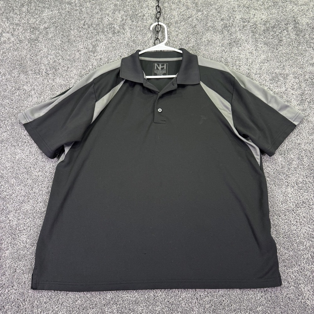 North Hudson Performance Polo Shirt Mens XL Black Gray Colorblock Knit Casual